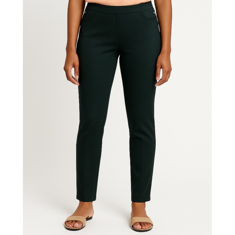 Q&L DAL Women Dark Green Slim Pants Size M Stretch Pull-On Casual Dressy